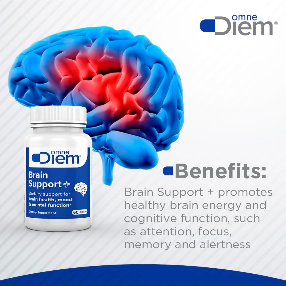 Omne Diem Brain Support Capsules with Cerenx & MecobalActive - Dietary Supplement for Brain Health, Mood & Mental Function - 60 Count