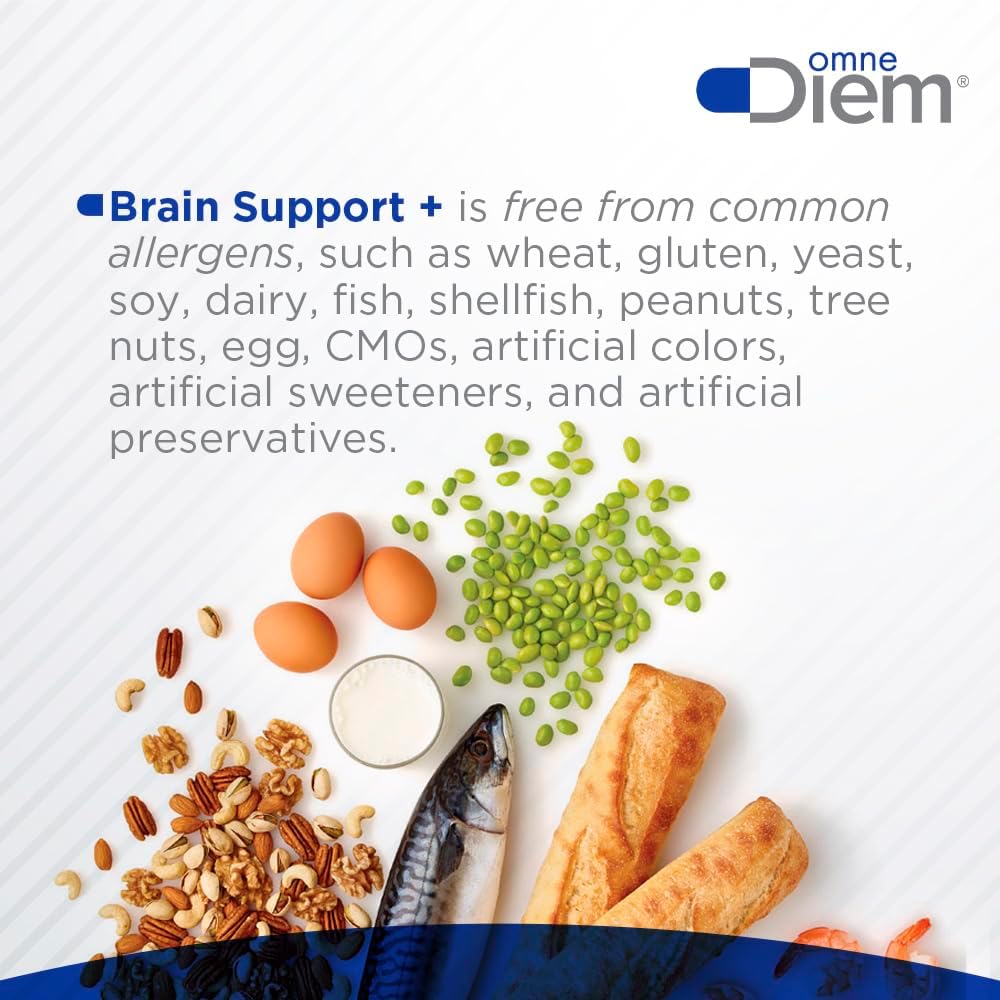 Omne Diem Brain Support Capsules with Cerenx & MecobalActive - Dietary Supplement for Brain Health, Mood & Mental Function - 60 Count