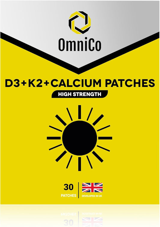 OmniCo Vitamin D3, K2, and Calcium Patches - 30 Pack for Bone Health and Immune Support