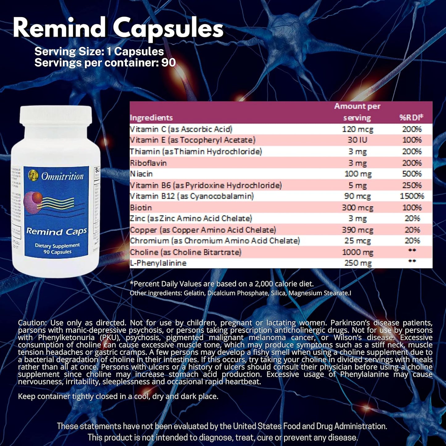 Omnitrition Remind Capsules - Memory Support Supplement with Natural Ingredients