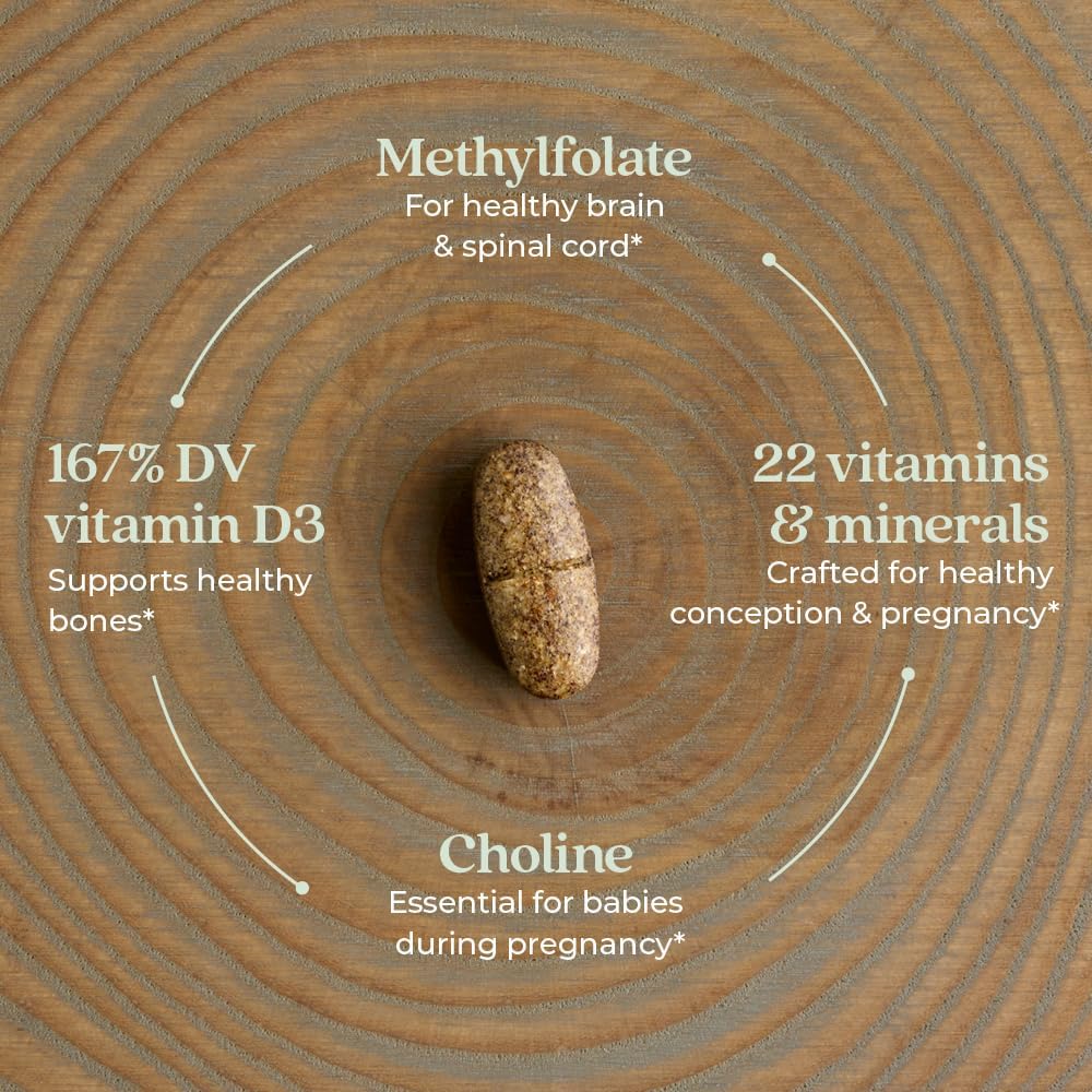 One Daily Prenatal Multivitamin with Methylfolate and Choline for Healthy Mom and Baby, 30 Count