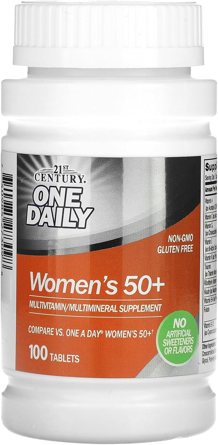 One Daily Women's 50+ Multivitamin Tablets for 21st Century, 100 Count Bottle