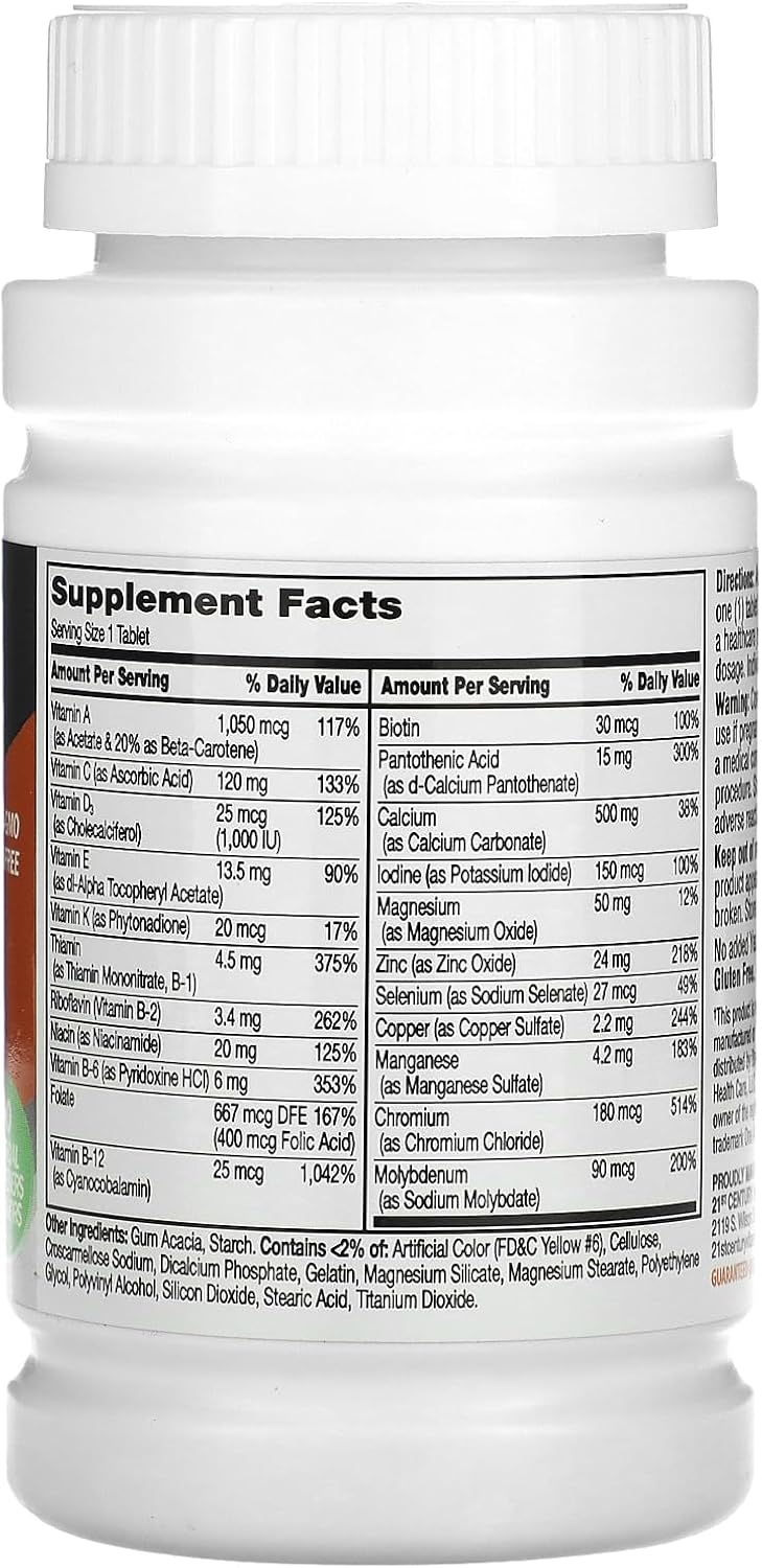 One Daily Women's 50+ Multivitamin Tablets for 21st Century, 100 Count Bottle