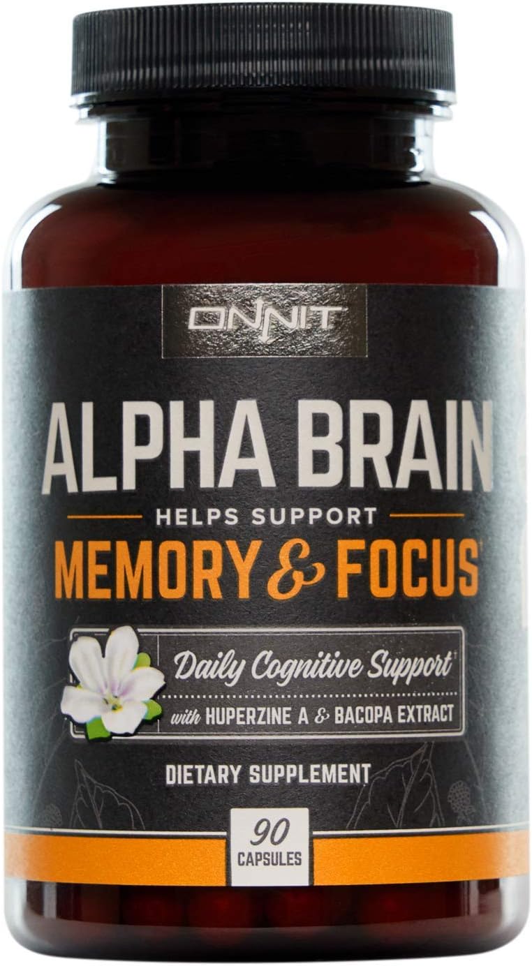 ONNIT Nootropic & Preworkout Stack - Alpha Brain (90ct) & Total Nitric Oxide (Harvest Fruit)