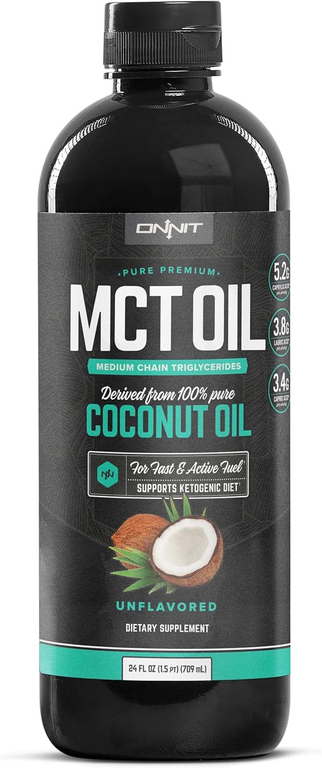 ONNIT Pure MCT Coconut Oil with C8, C10, and Lauric Acid - Ideal for Coffee, Shakes, Cooking - High-Quality MCT Oil