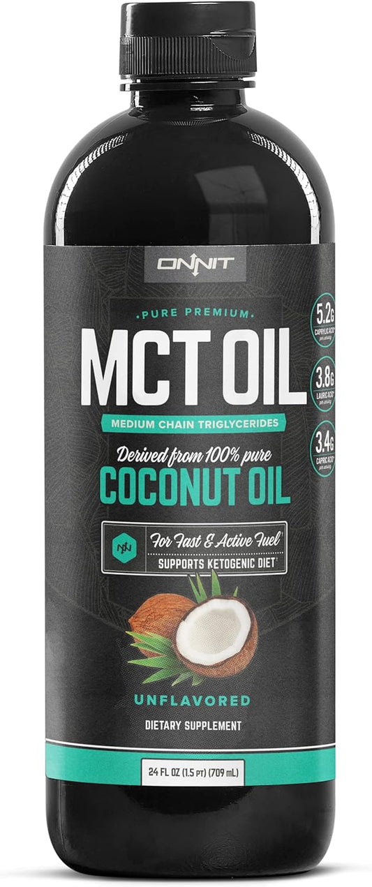 ONNIT Pure MCT Coconut Oil with C8, C10, and Lauric Acid - Ideal for Coffee, Shakes, Cooking - High-Quality MCT Oil