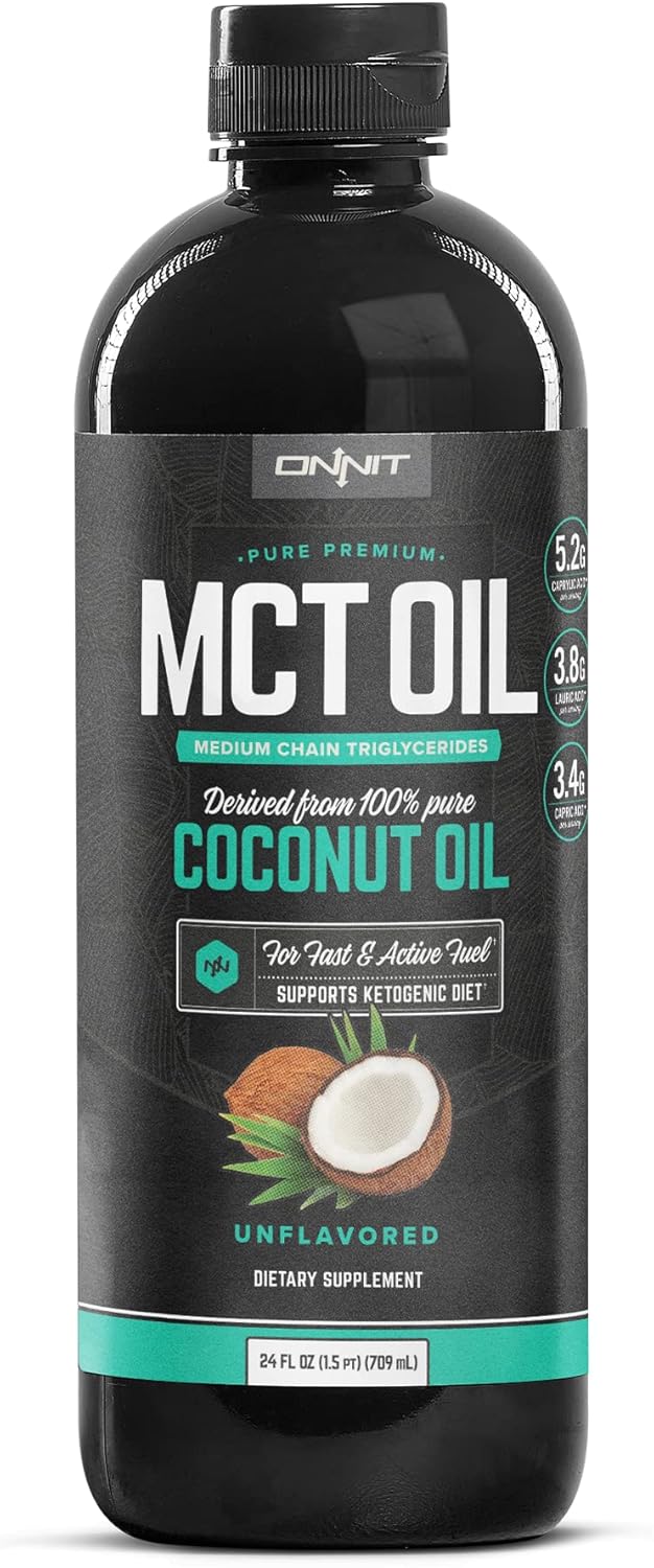 ONNIT Pure MCT Coconut Oil with C8, C10, and Lauric Acid - Ideal for Coffee, Shakes, Cooking - High-Quality MCT Oil