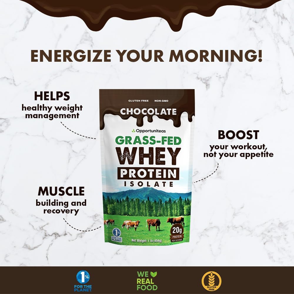 Opportuniteas Grass Fed Vanilla Chocolate Whey Protein Isolate Powder - 20g Protein Powder, No Artificial Sweeteners, Hormone-Free Cows, Non GMO - 5lb Pack - BoostGo Australia