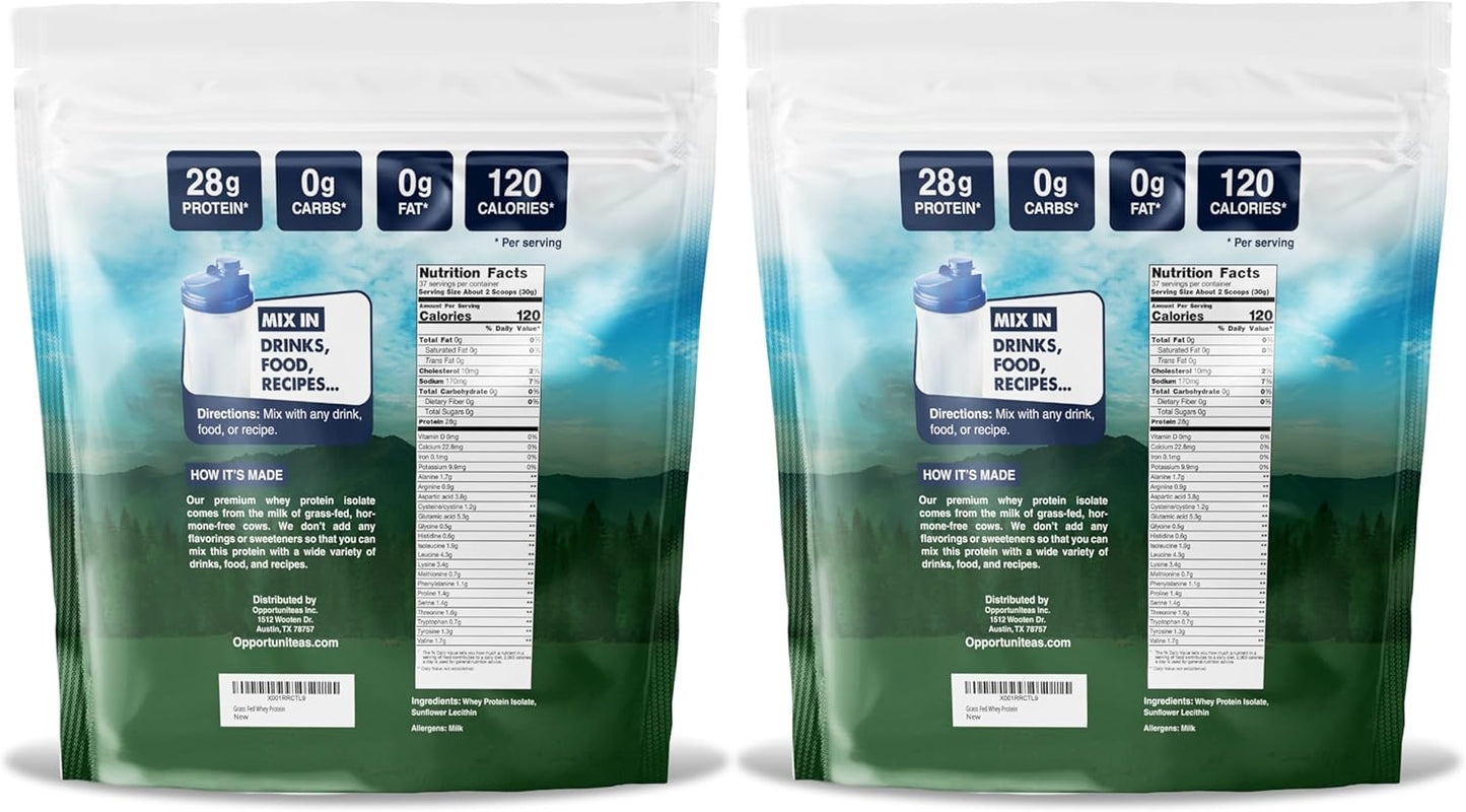 Opportuniteas Grass Fed Whey Isolate Protein Powder - 28g Unflavored Protein, No Artificial Sweeteners, Hormone-Free Cows, Non GMO - 5lb - BoostGo Australia