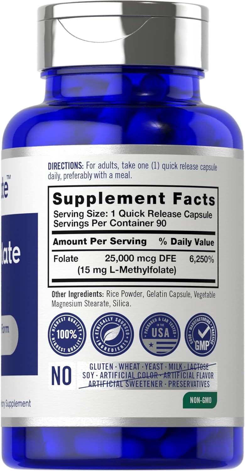 Opti-Folate Methylfolate 15mg | 90 Capsules | Max Strength | Activated & Optimized | Non-GMO, Gluten-Free | Methyl Folate, 5-MTHF