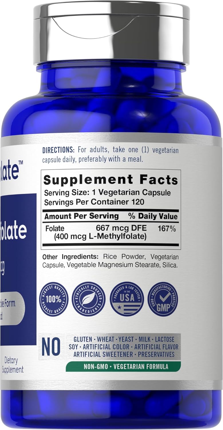 Opti-Folate Methylfolate 400mcg | 120 Capsules | Vegetarian | Non-GMO & Gluten Free