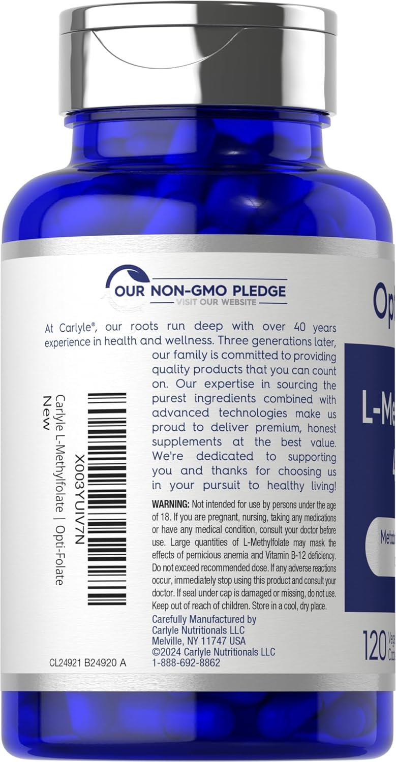 Opti-Folate Methylfolate 400mcg | 120 Capsules | Vegetarian | Non-GMO & Gluten Free