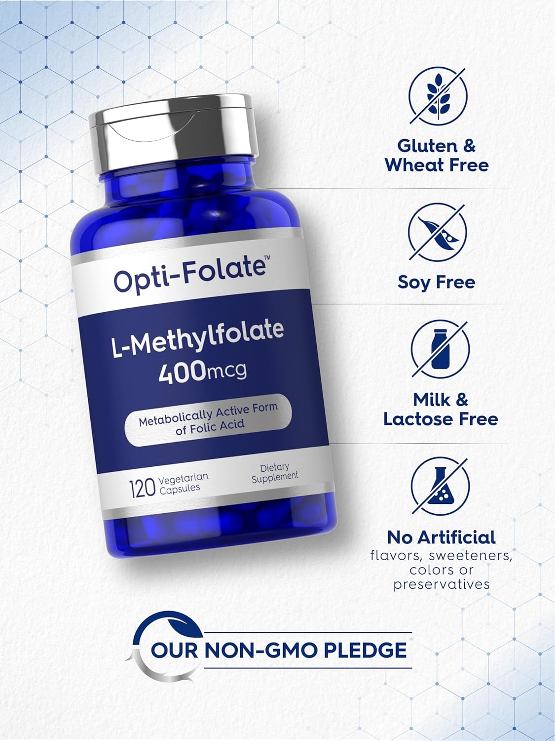 Opti-Folate Methylfolate 400mcg | 120 Capsules | Vegetarian | Non-GMO & Gluten Free