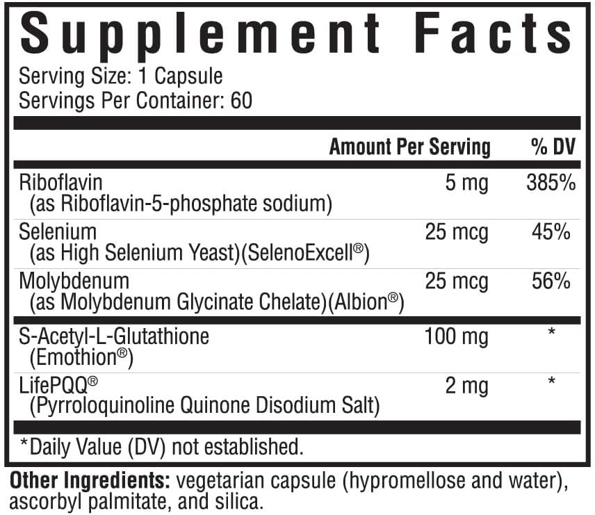 Optimal Glutathione Plus: 100mg S-acetyl-L Glutathione with Cofactors for Immune, Detox, Liver, Antioxidant, Free Radical Support - 60 Capsules