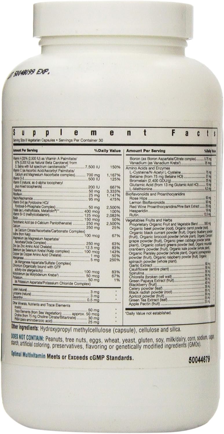 Optimal Multivitamin Supplement for Men and Women | 240 Capsules | Daily Multivitamin for Health Maintenance