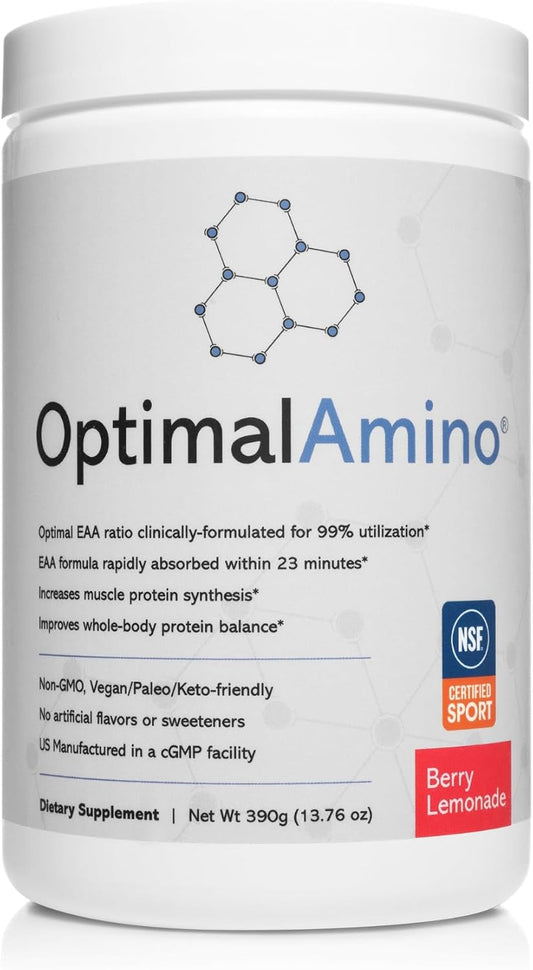 OptimalAmino®: NSF Certified Best Pre/Post Workout Recovery Drink, 99% Utilization Amino Acid Supplement