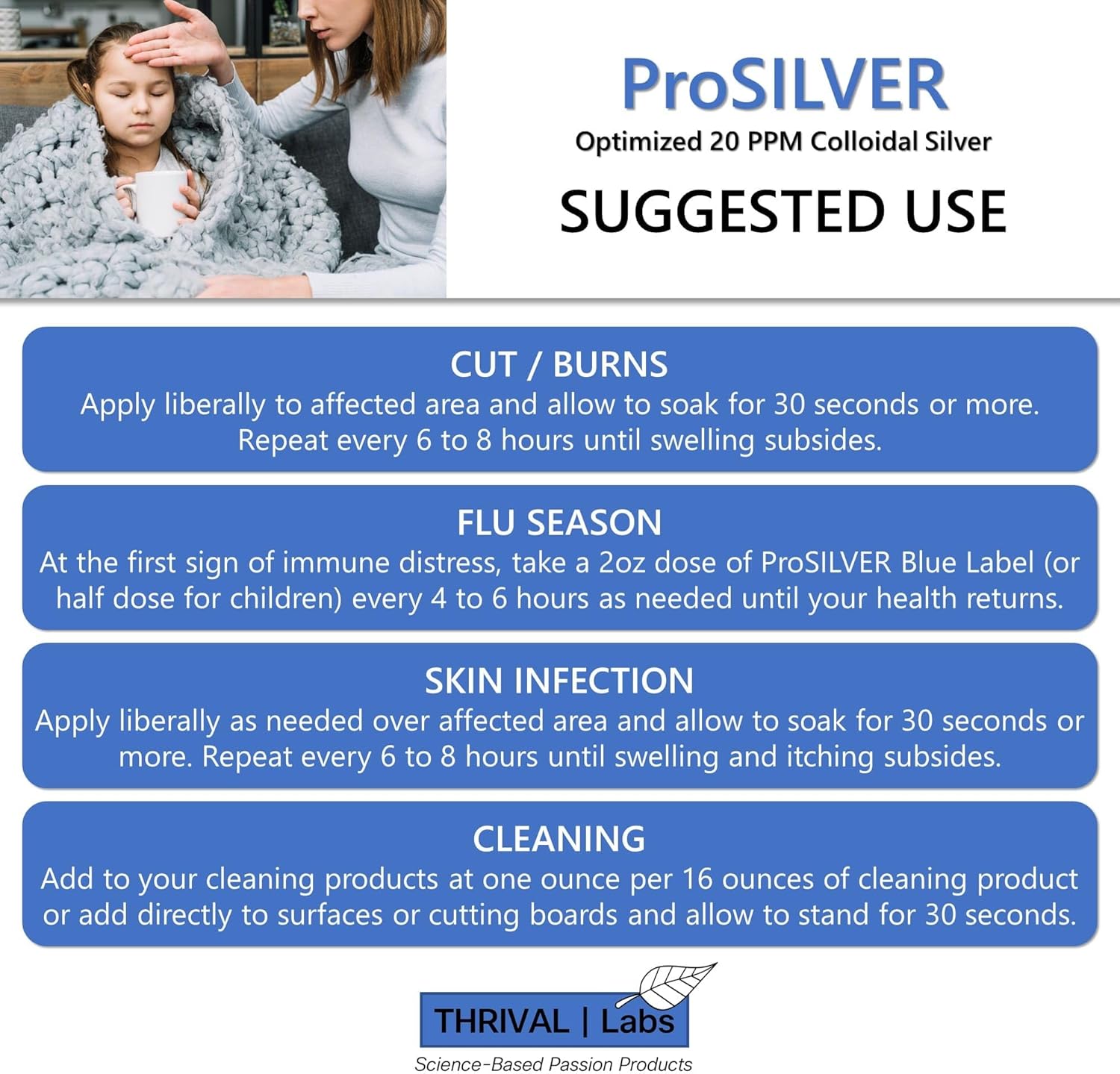 Optimized ProSILVER Blue Label 20 PPM Colloidal Silver Liquid (32oz) for Immune Support by Thrival Labs