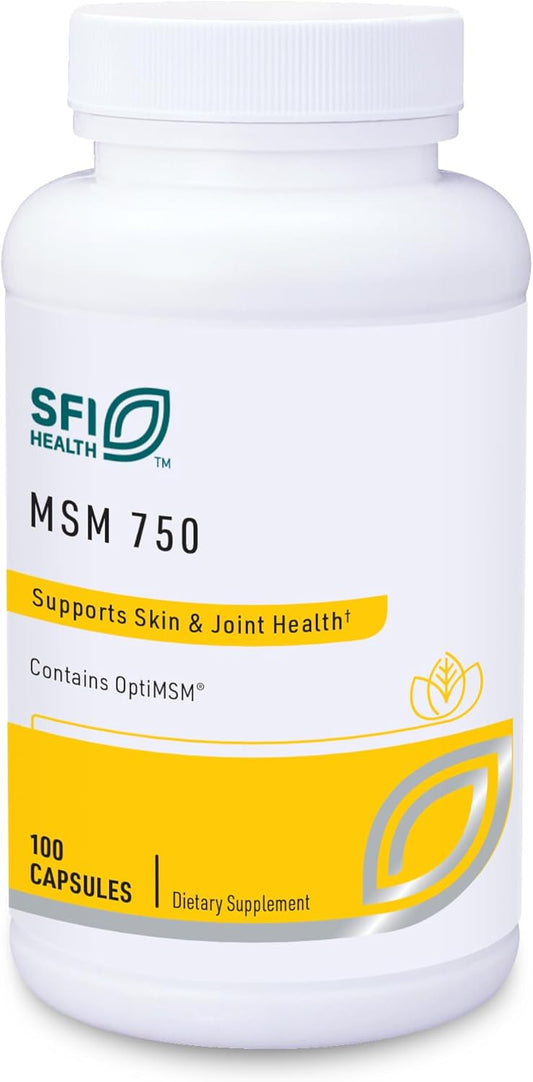 OptiMSM 750 - Clinically Tested Joint Comfort & Structure Support (100 Capsules) by Klaire Labs