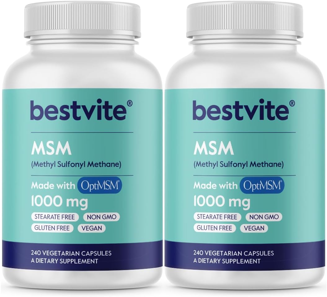 OptiMSM MSM 1000mg (480 Capsules, 240 x 2) - Joint Support Supplement, Non-GMO, Gluten-Free, No Stearates