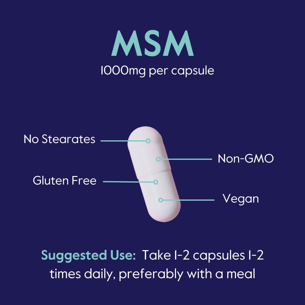 OptiMSM MSM 1000mg (480 Capsules, 240 x 2) - Joint Support Supplement, Non-GMO, Gluten-Free, No Stearates