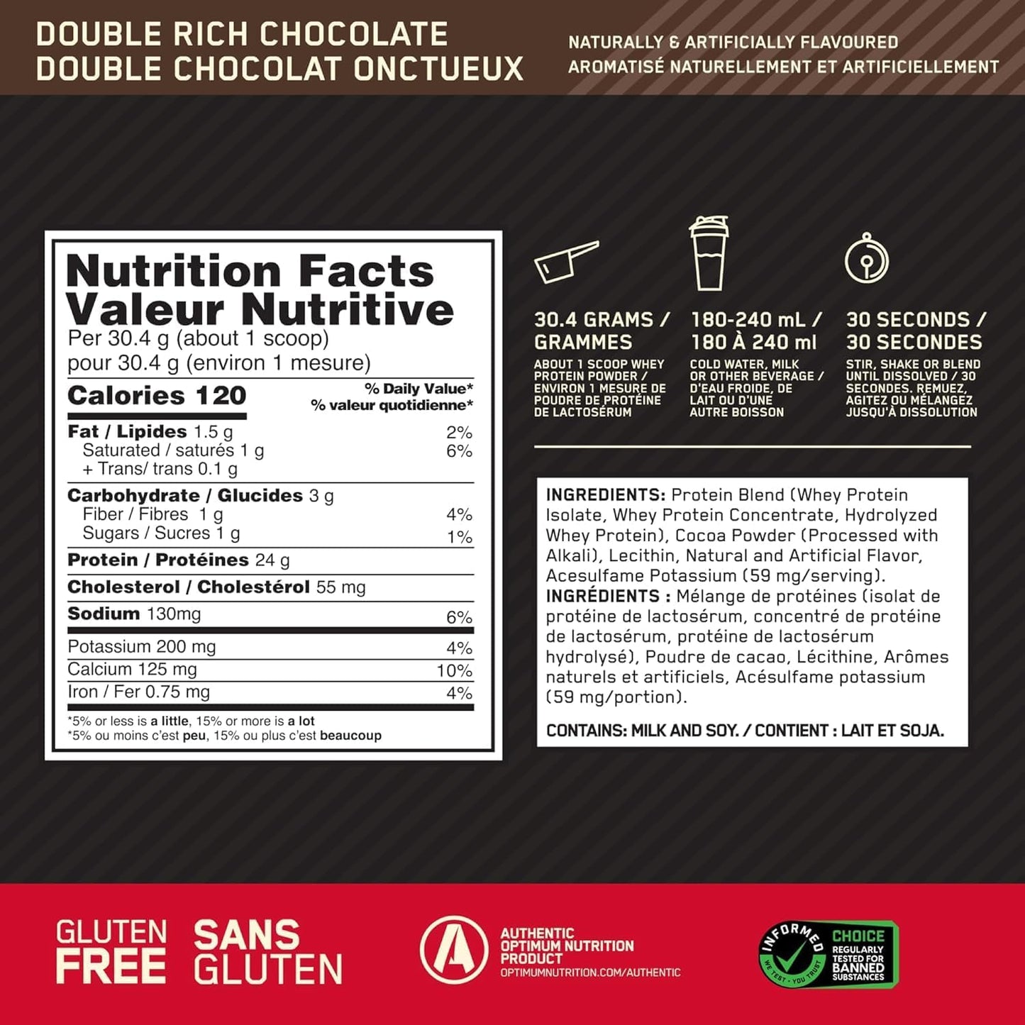 Optimum Nutrition 100% Whey Gold Chocolate 5lb Protein Powder for Muscle Recovery and Growth