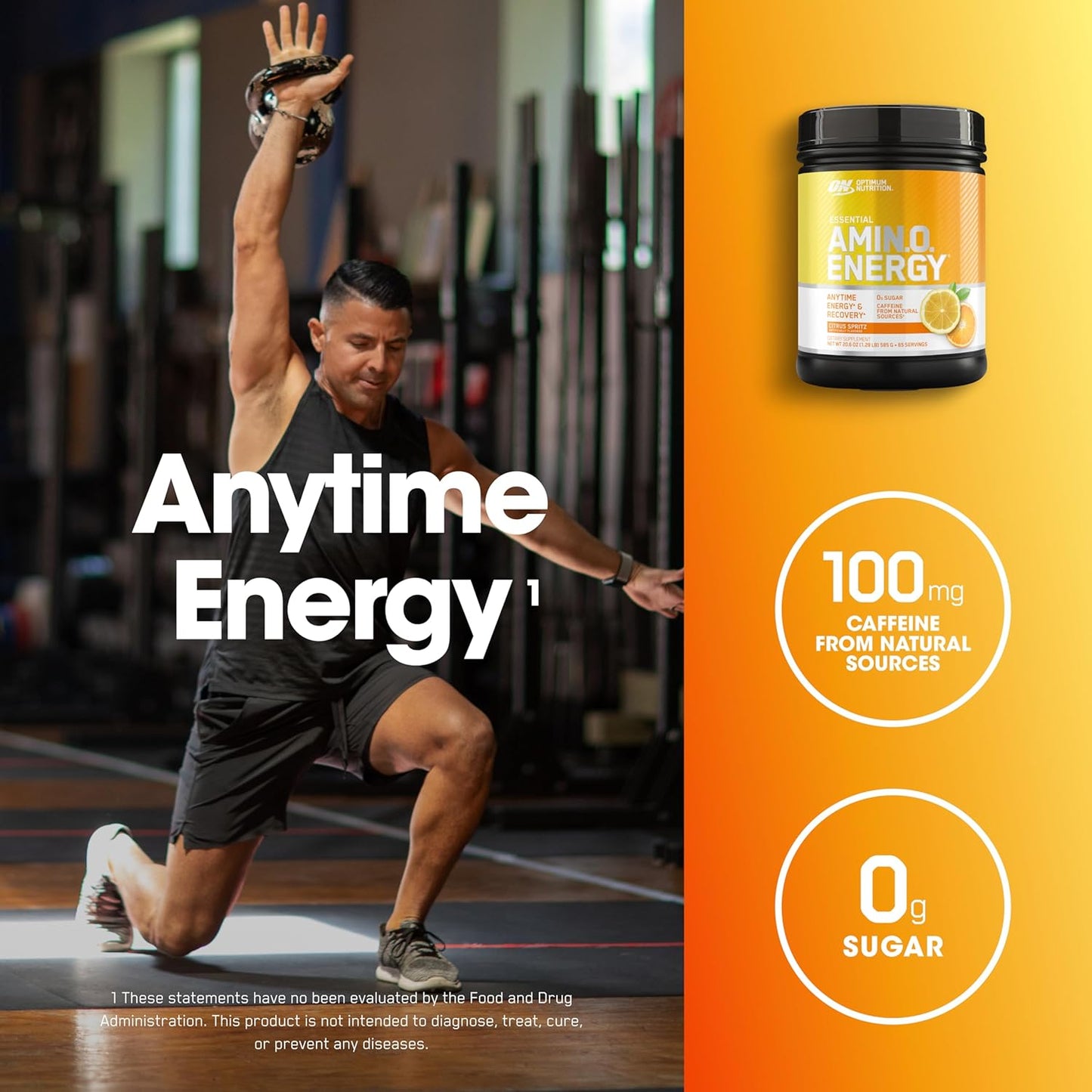 Optimum Nutrition Citrus Spritz Amino Energy - Pre Workout Powder with Green Tea, BCAA, Amino Acids, Keto Friendly - 65 Servings