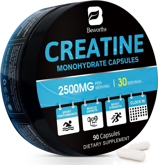 Optimum Nutrition Creatine Monohydrate Capsules for Women and Men - 2500mg Micronized Creatine Pills - Pre-Workout Supplement with 90 Capsules