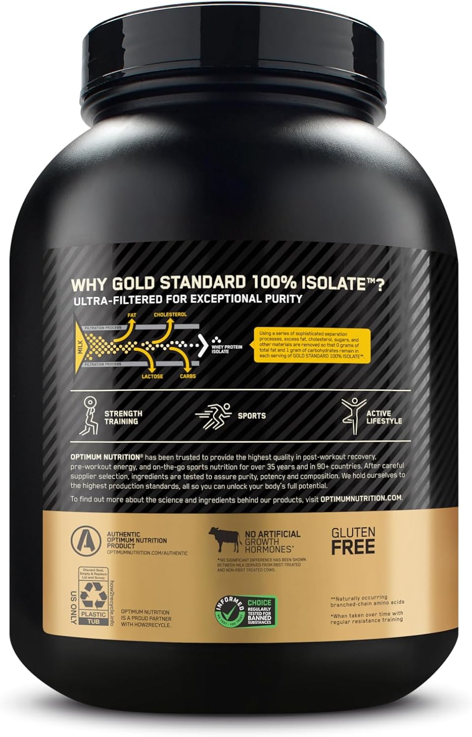 Optimum Nutrition Gold Standard 100% Isolate Vanilla Protein Powder - 2.91 lbs, 44 Servings