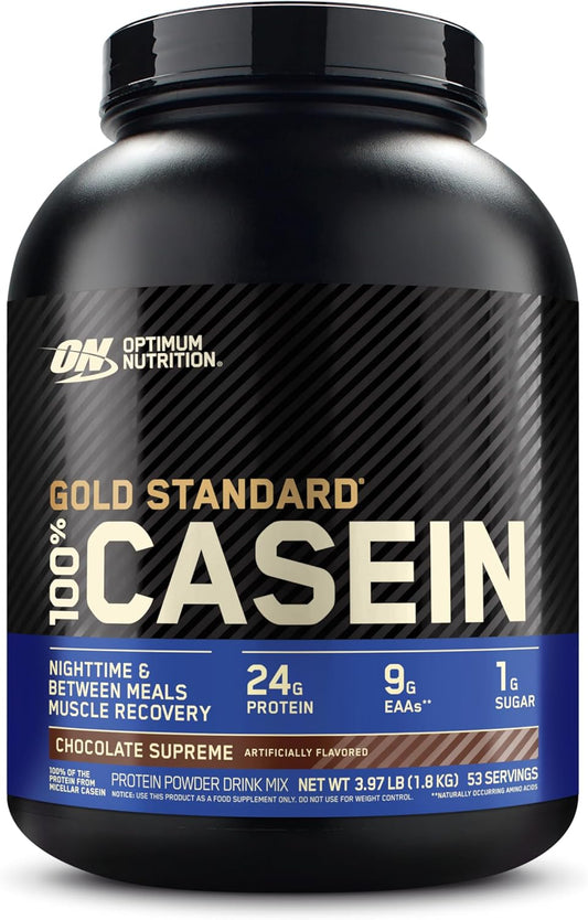 Optimum Nutrition Gold Standard 100% Micellar Casein Protein Powder - Slow Digesting Chocolate Supreme - 4 Pound - Overnight Muscle Recovery & Satiety