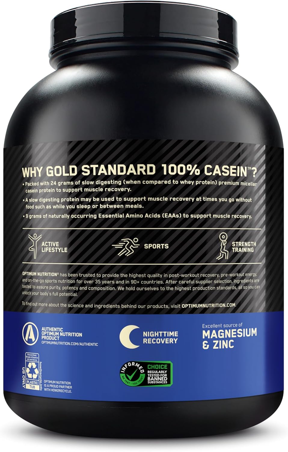 Optimum Nutrition Gold Standard 100% Micellar Casein Protein Powder - Slow Digesting Chocolate Supreme - 4 Pound - Overnight Muscle Recovery & Satiety