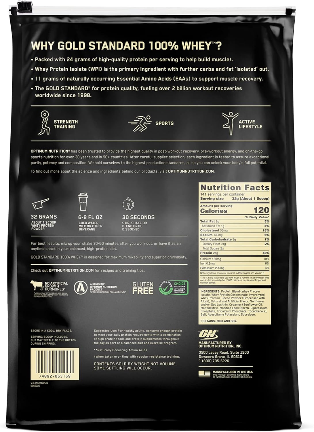 Optimum Nutrition Gold Standard 100% Whey Protein Powder, Extreme Milk Chocolate, 10 lb - Varying Packaging Available