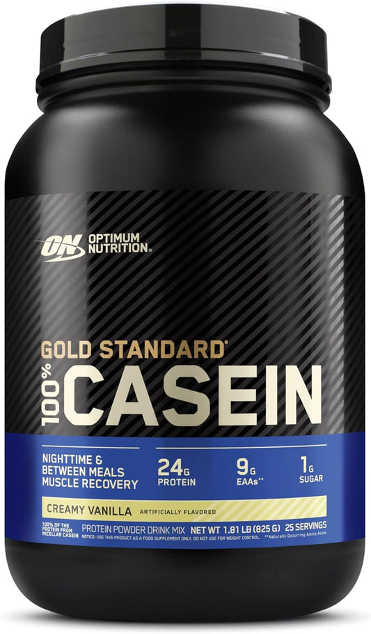 Optimum Nutrition Gold Standard Micellar Casein Protein Powder, Slow Digesting Overnight Recovery, Creamy Vanilla, 1.81 lb