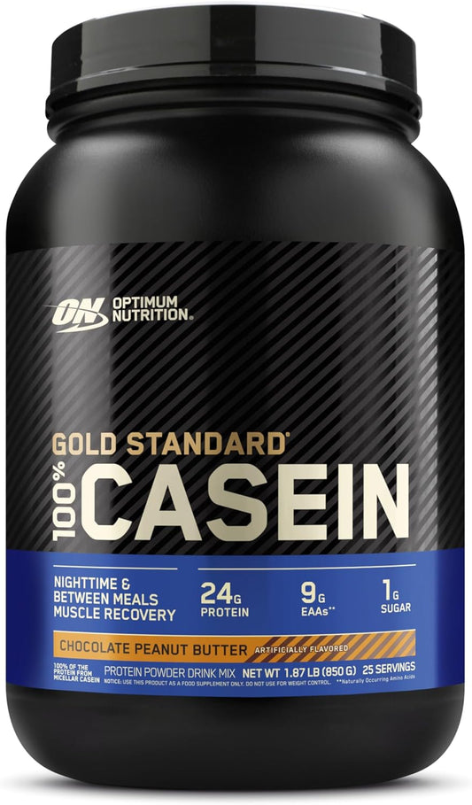 Optimum Nutrition Gold Standard Micellar Casein Protein Powder - Slow Digesting Overnight Recovery, Chocolate Peanut Butter, 1.87 lb