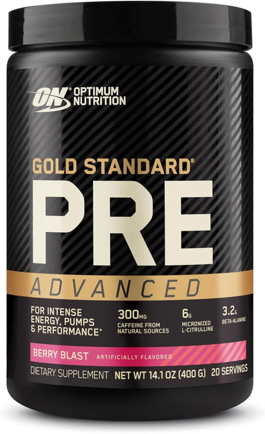 Optimum Nutrition Gold Standard Pre Workout Advanced with Creatine, Beta-Alanine, and Caffeine, Berry Blast Flavor - 20 Servings - BoostGo Australia