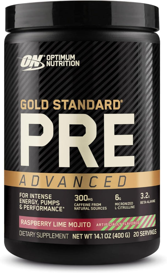 Optimum Nutrition Gold Standard Pre Workout Advanced with Creatine, Beta-Alanine, Micronized L-Citrulline, Caffeine, Energy Boost, Keto-Friendly, Raspberry Lime Mojito - 20 Servings - BoostGo Australia