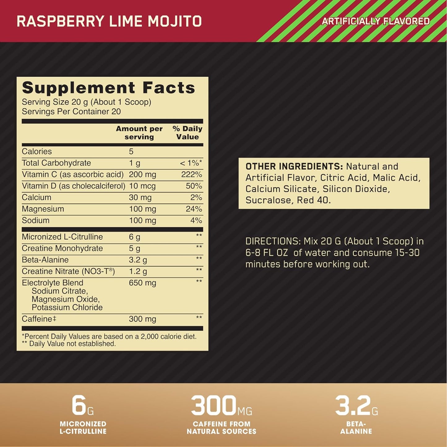 Optimum Nutrition Gold Standard Pre Workout Advanced with Creatine, Beta-Alanine, Micronized L-Citrulline, Caffeine, Energy Boost, Keto-Friendly, Raspberry Lime Mojito - 20 Servings - BoostGo Australia