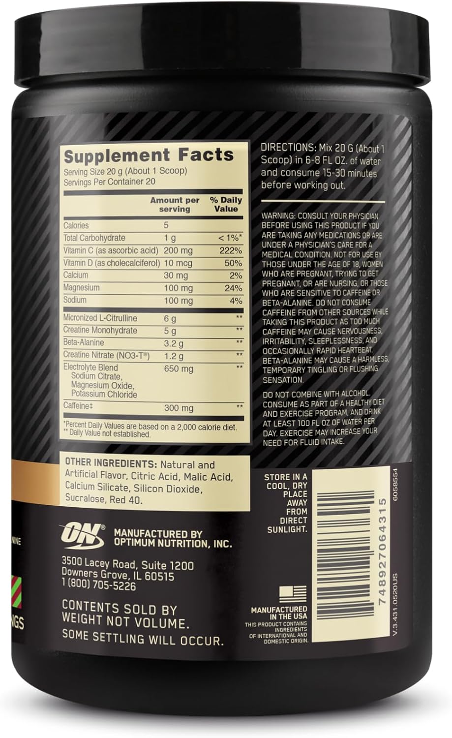 Optimum Nutrition Gold Standard Pre Workout Advanced with Creatine, Beta-Alanine, Micronized L-Citrulline, Caffeine, Energy Boost, Keto-Friendly, Raspberry Lime Mojito - 20 Servings - BoostGo Australia