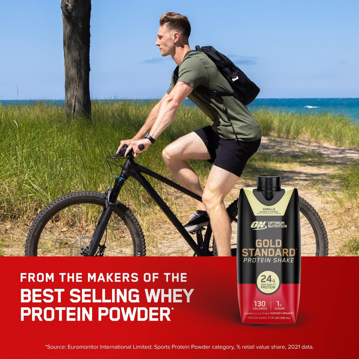 Optimum Nutrition Gold Standard Vanilla Protein Shake, 24g Protein, Ready-to-Drink, Gluten-Free, Immune Support, 11 Fl Oz, 12 Pack