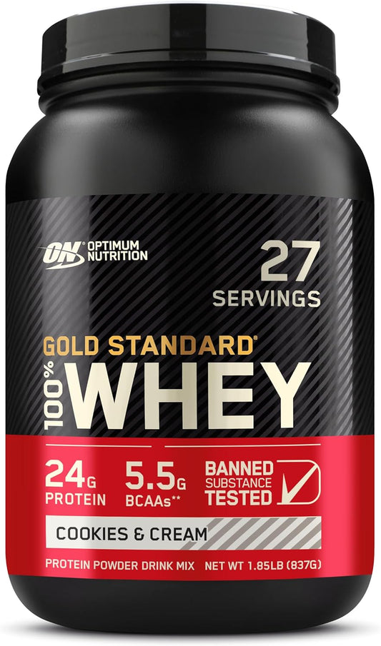 Optimum Nutrition Gold Standard Whey Protein Powder, Cookies & Cream, 2lb - Packaging Variation