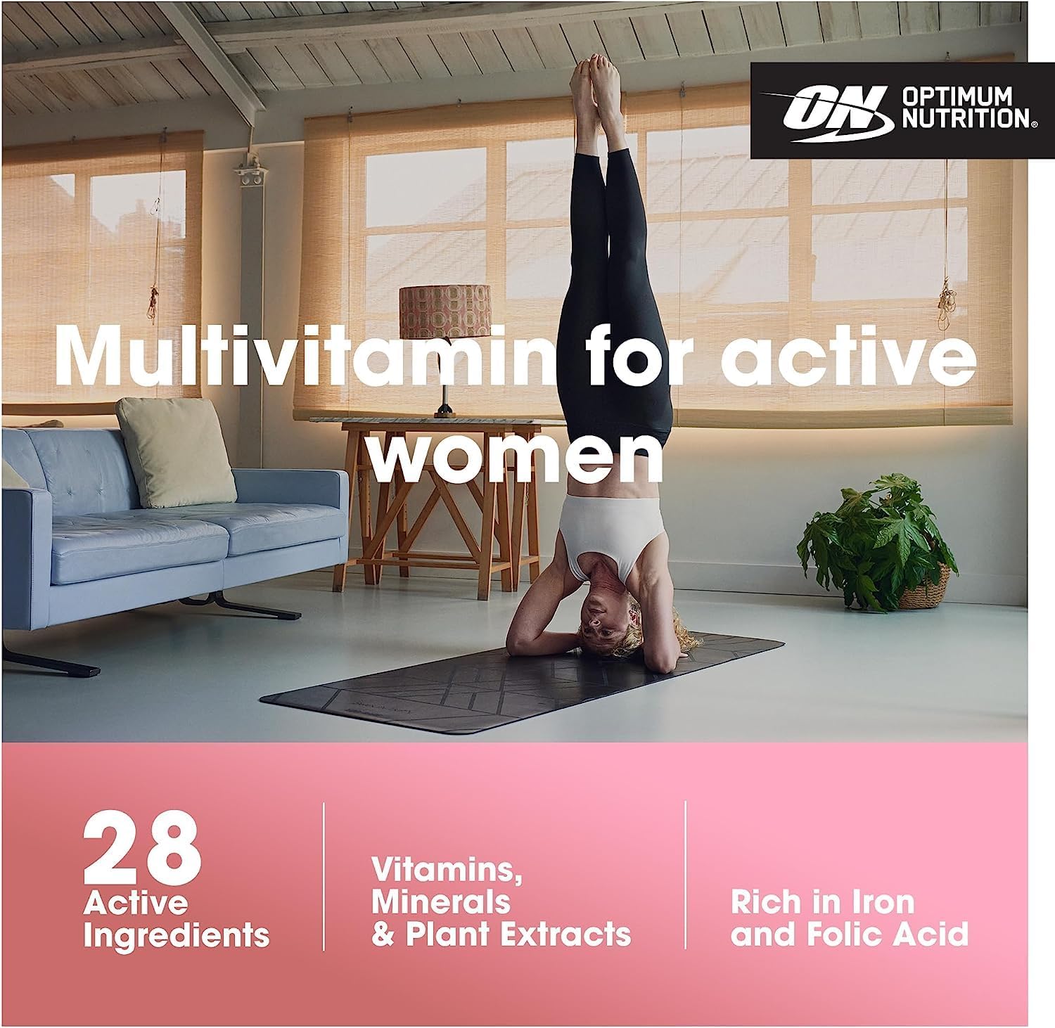 Optimum Nutrition Opti-Women Daily Multivitamin for Women - Immune Support with Iron - 60 Count - 30 Day Supply