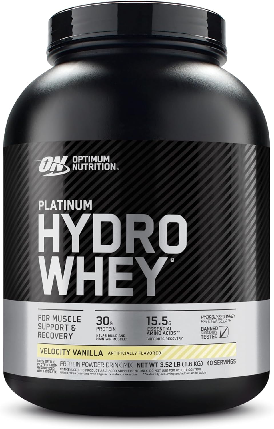Optimum Nutrition Platinum Hydrowhey Velocity Vanilla Protein Powder, 100% Hydrolyzed Whey Isolate, 3.5 lbs