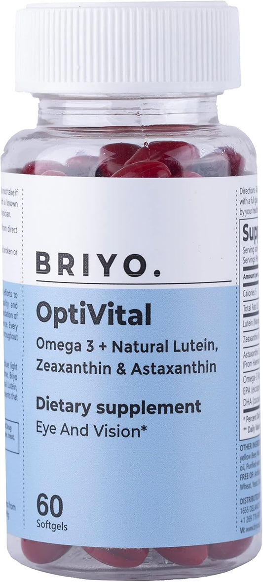 Optivital Eye Health Supplement with Lutein, Zeaxanthin, Astaxanthin, and Omega 3 - 60 Count