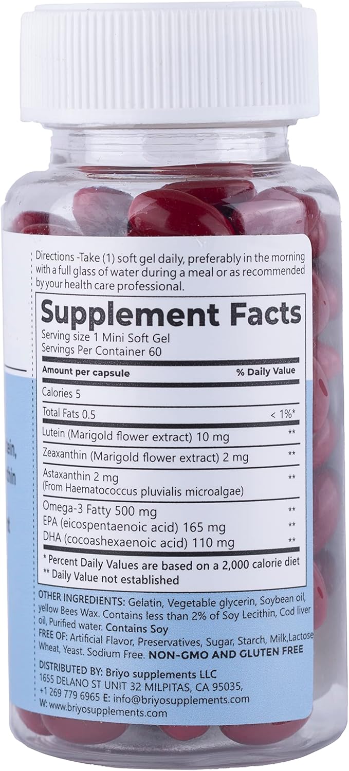 Optivital Eye Health Supplement with Lutein, Zeaxanthin, Astaxanthin, and Omega 3 - 60 Count