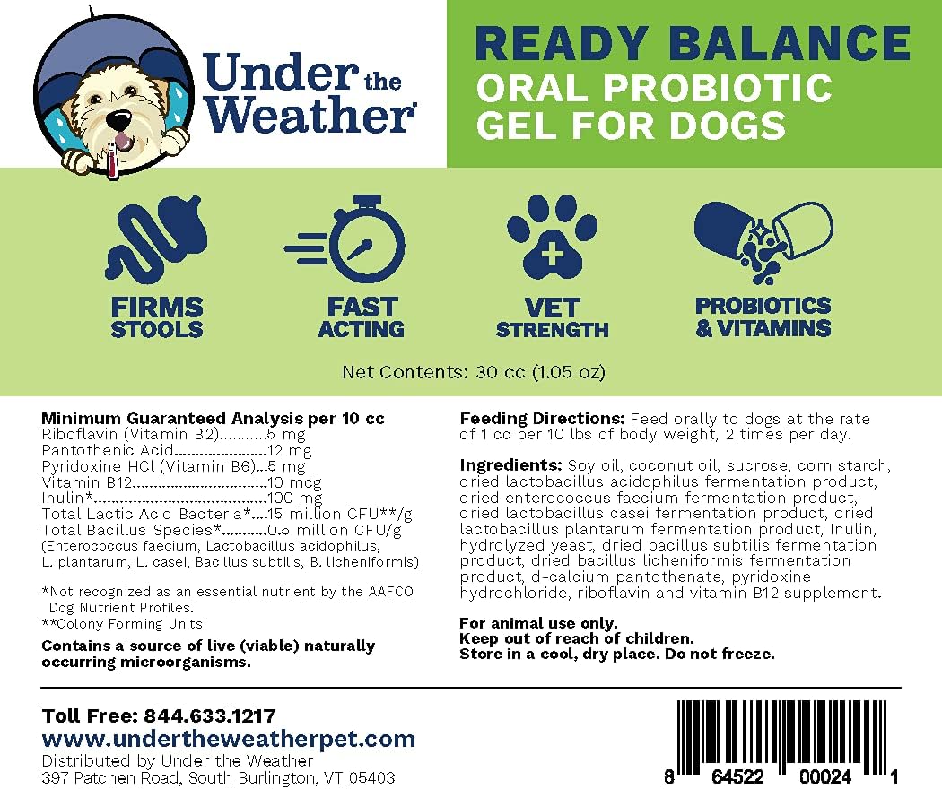 Oral Probiotic and Prebiotic Gel for Dogs | Ready Balance Supplement for Under the Weather Pets