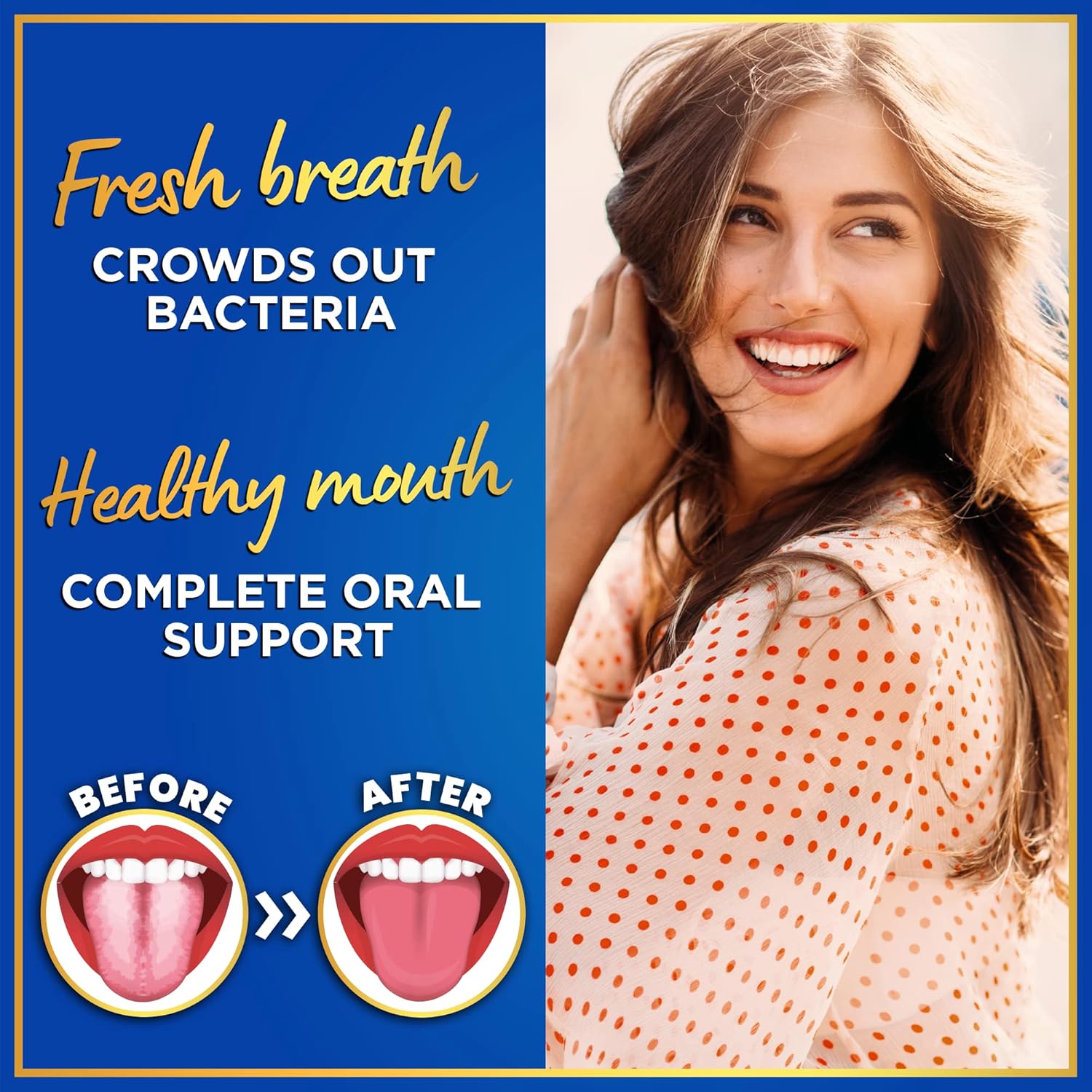 Oral Probiotic Mint Tablets for Bad Breath & Gum Health - 3BN CFU Lactobacillus Salivarius, Paracasei, K12 Pro B, Inulin Dental Probiotics - 90 Count