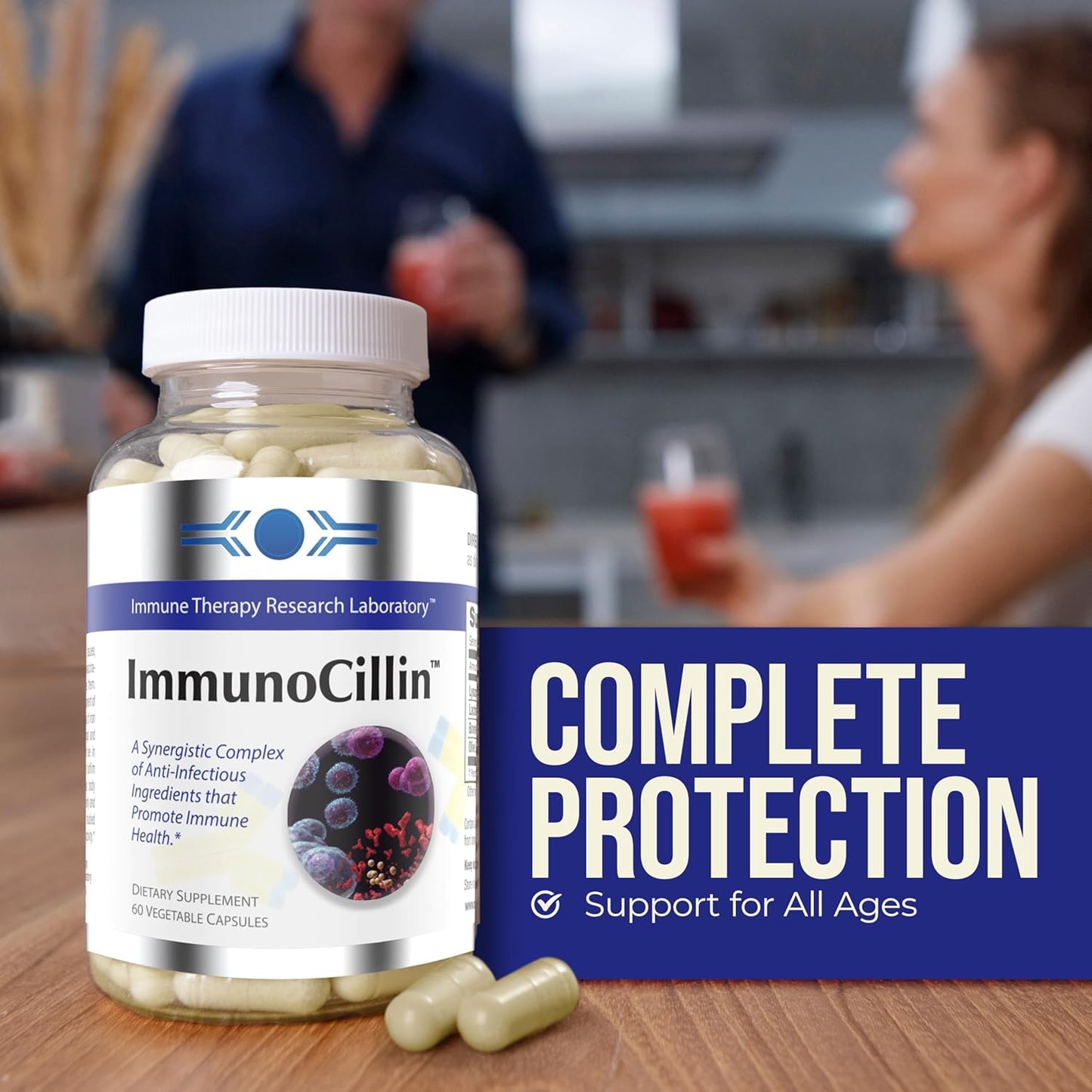 Oramune ImmunoCillin 60 Capsules - All-Natural Supplement for Immune Health with Lysozyme, Lactoferrin, Bovine Immunoglobulin & Olive Leaf Extract