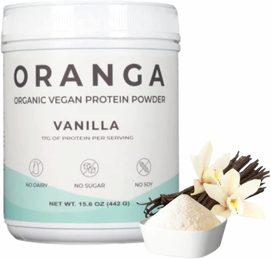 Oranga Organic Vegan Tri-Blend Protein Powder with Vanilla Flavor - Dairy-Free, Soy-Free, Keto-Friendly - 17 Servings (442g) - BoostGo Australia