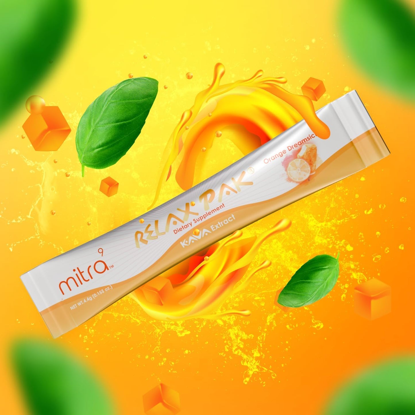 Orange Dreamsicle Kava Extract Powder Packets - Mitra9 RelaxPak for Natural Calm & Clarity with Mood Enhancing Benefits - Plant Based Single-Serving Sticks (10)