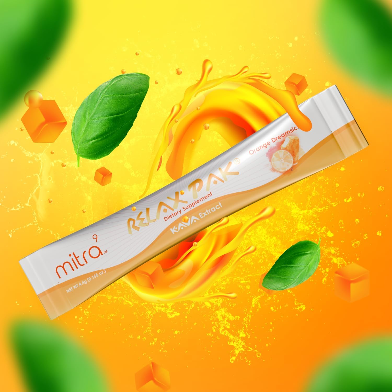 Orange Dreamsicle Kava Extract Powder Packets - Mitra9 RelaxPak for Natural Calm & Clarity with Mood Enhancing Benefits - Plant Based Single-Serving Sticks (10)