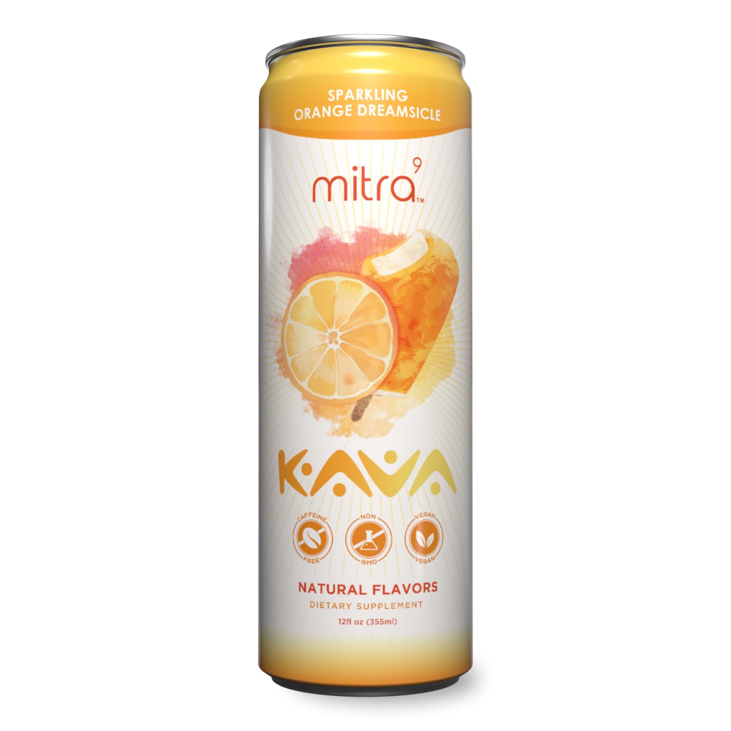 Orange Dreamsicle Sparkling Kava Drink with Kava Root Extract - Mood Enhancer - 12 Fl. Oz - Plant Based Calm & Clarity